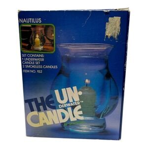 Vintage Corning The UnCandle Nautilus Underwater Candle Set Pyrex Glass 152 G72Q